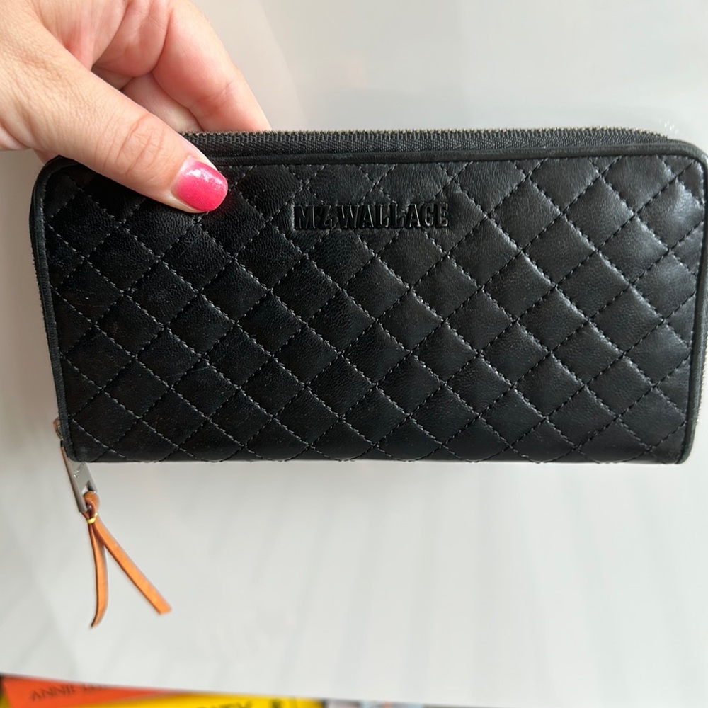 MZ Wallace Black limited edition quilted leather wallet